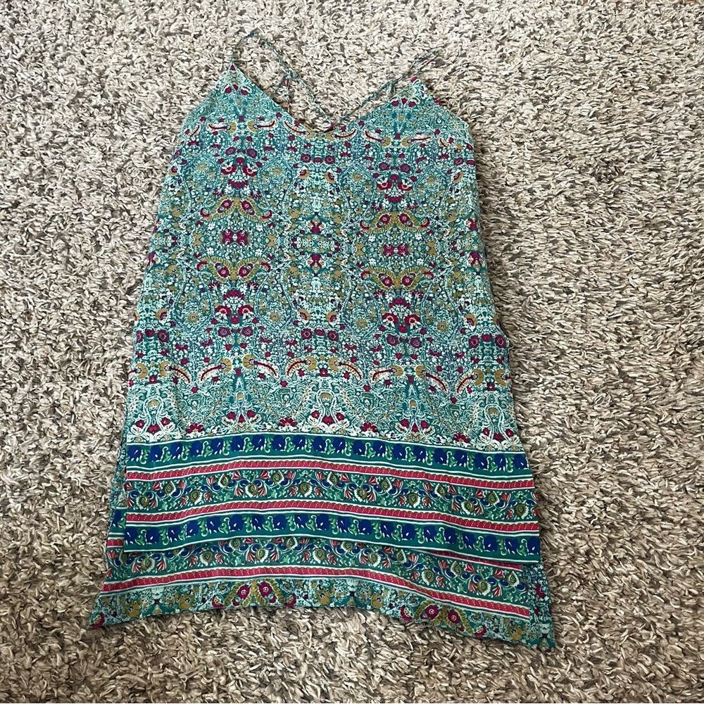 Maeve By Anthropologie 100% Silk Boho Floral Paisley Tunic size 0P colorful EUC